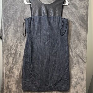 Lauren Ralph Lauren LRL Denim Black Faux Leather Sheath Dress size 6